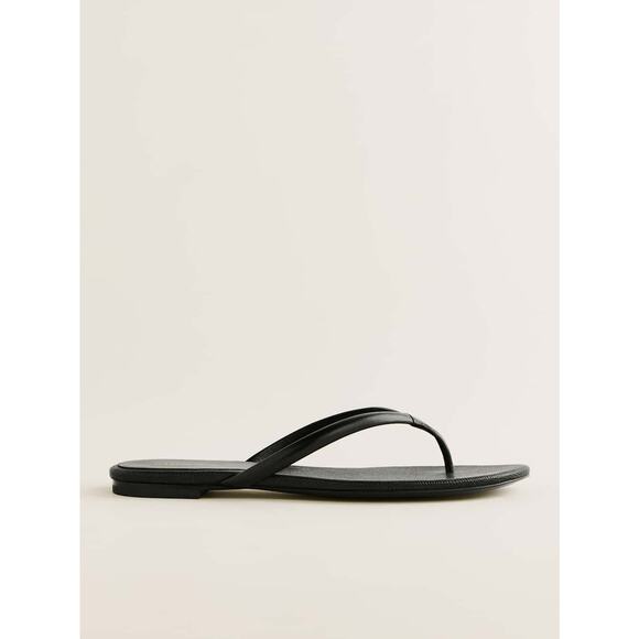 Reformation Onyx Thong Leather Sandal - 6.5 - Black Snake - Picture 1 of 4